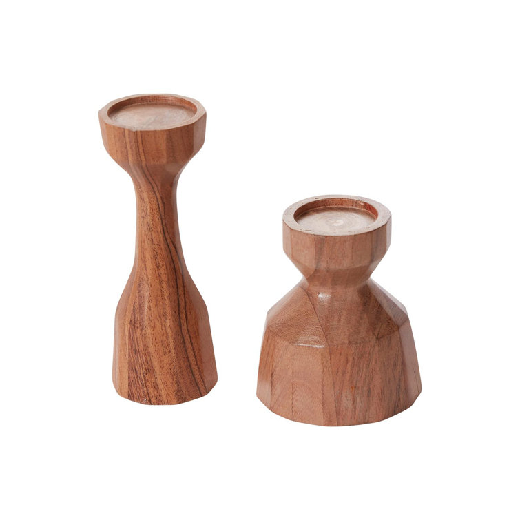 Dorielle 6" Wood Tabletop Candlestick Birch Lane